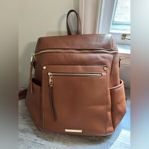 Poppy & Peonies Brown Commuter Backpack with Classic Design